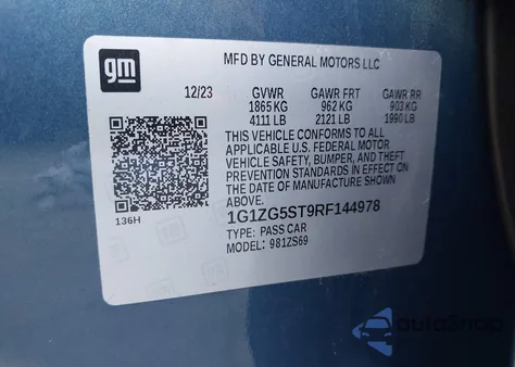 2024 Chevrolet Malibu Fwd Rs from USA, damaged, VIN 1G1ZG5ST9RF144978